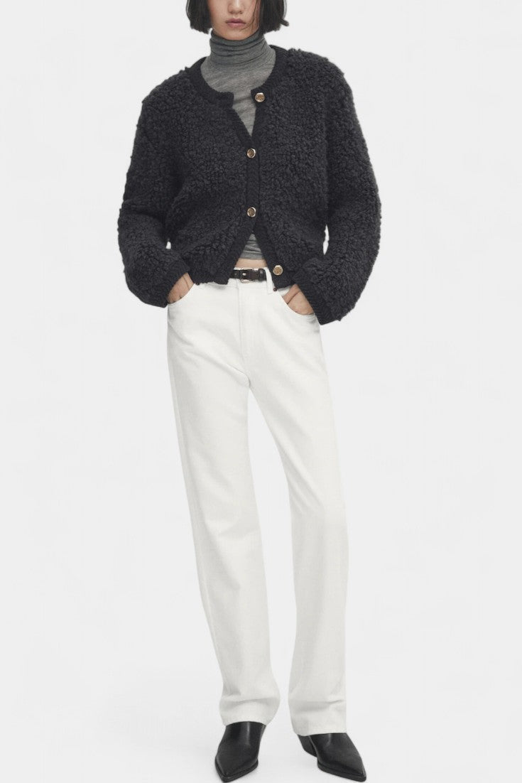 Chenda Cardigan Corto de Textura Peluche