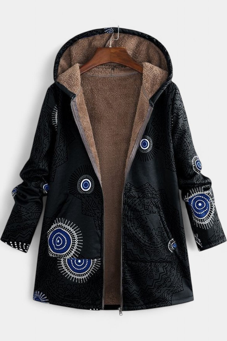 April Abrigo Floral de Invierno con Capucha