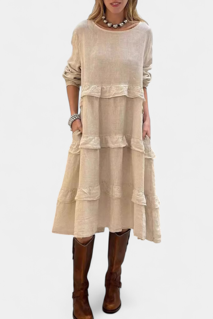 Jada Vestido Sudadera con Volantes y Silueta Casual-Chic