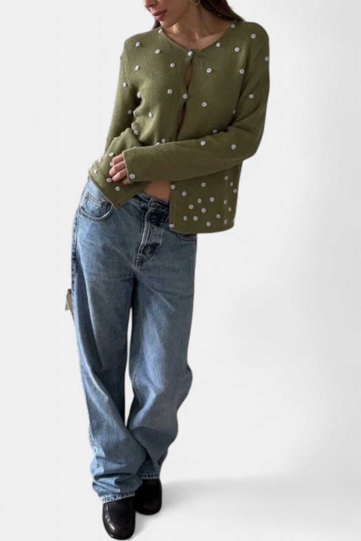 Keely Cardigan Floral de Punto 3D