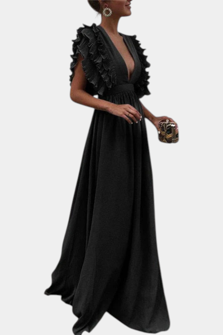 Lucera Vestido Maxi Elegante con Mangas Volantes