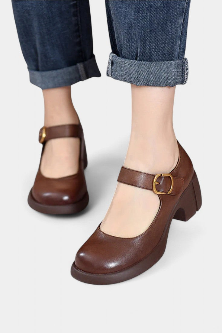 Agnes Zapatos Mary Janes de Cuero