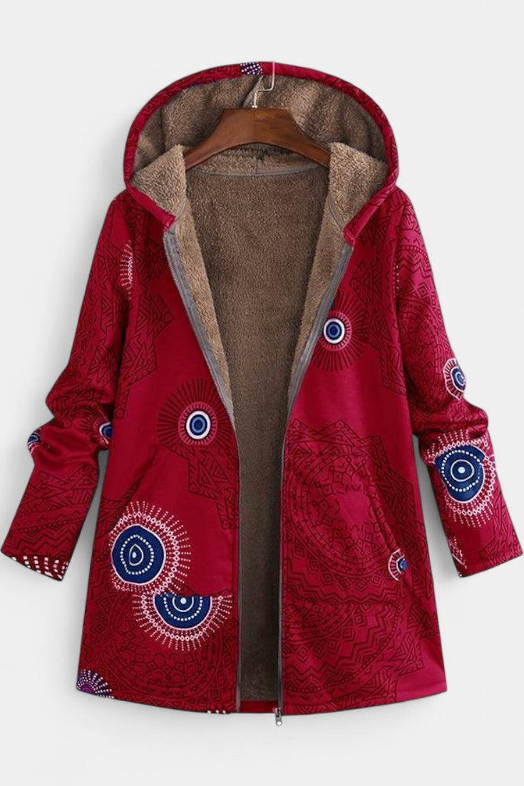 April Abrigo Floral de Invierno con Capucha