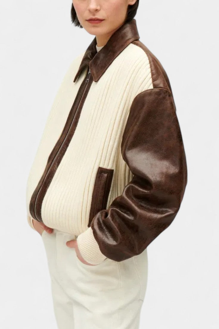 Chaqueta de Punto con Bloques de Color