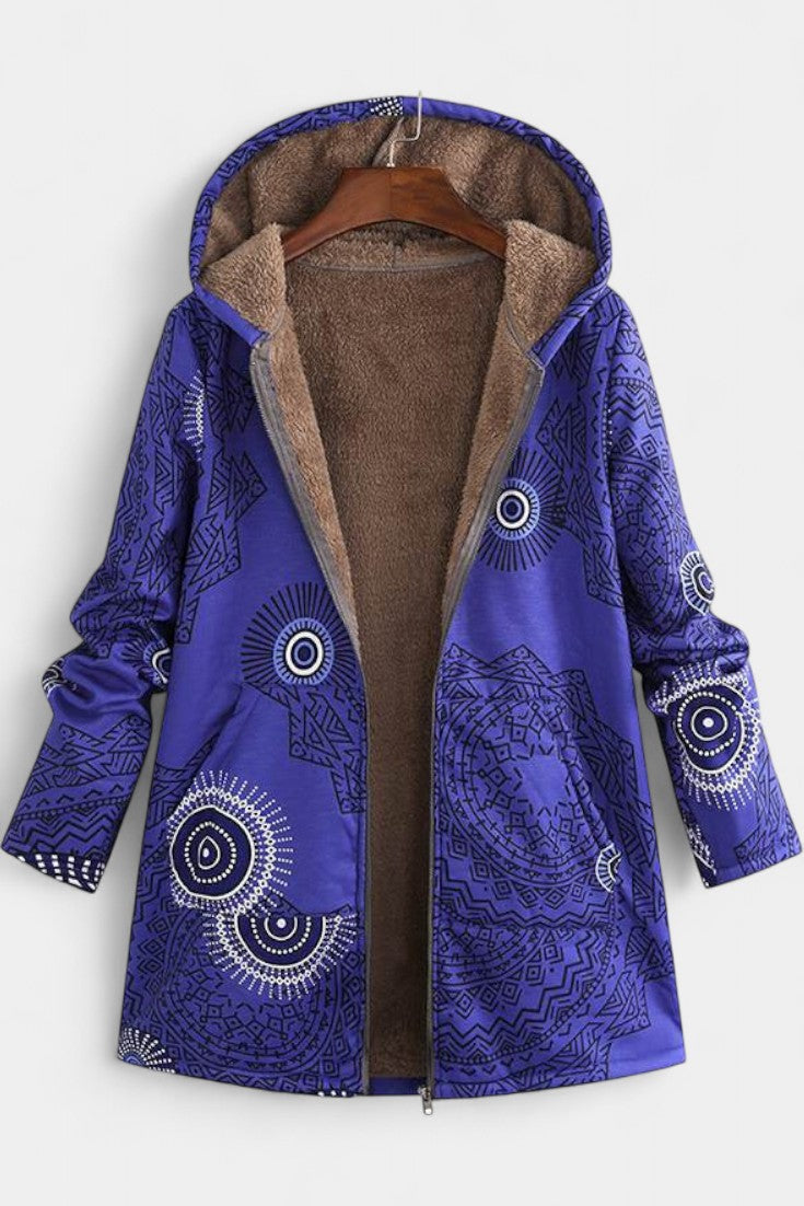 April Abrigo Floral de Invierno con Capucha