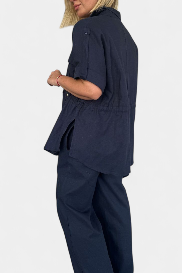 Lani Conjunto Relaxed de Camisa y Pantalones de Algodón y Lino