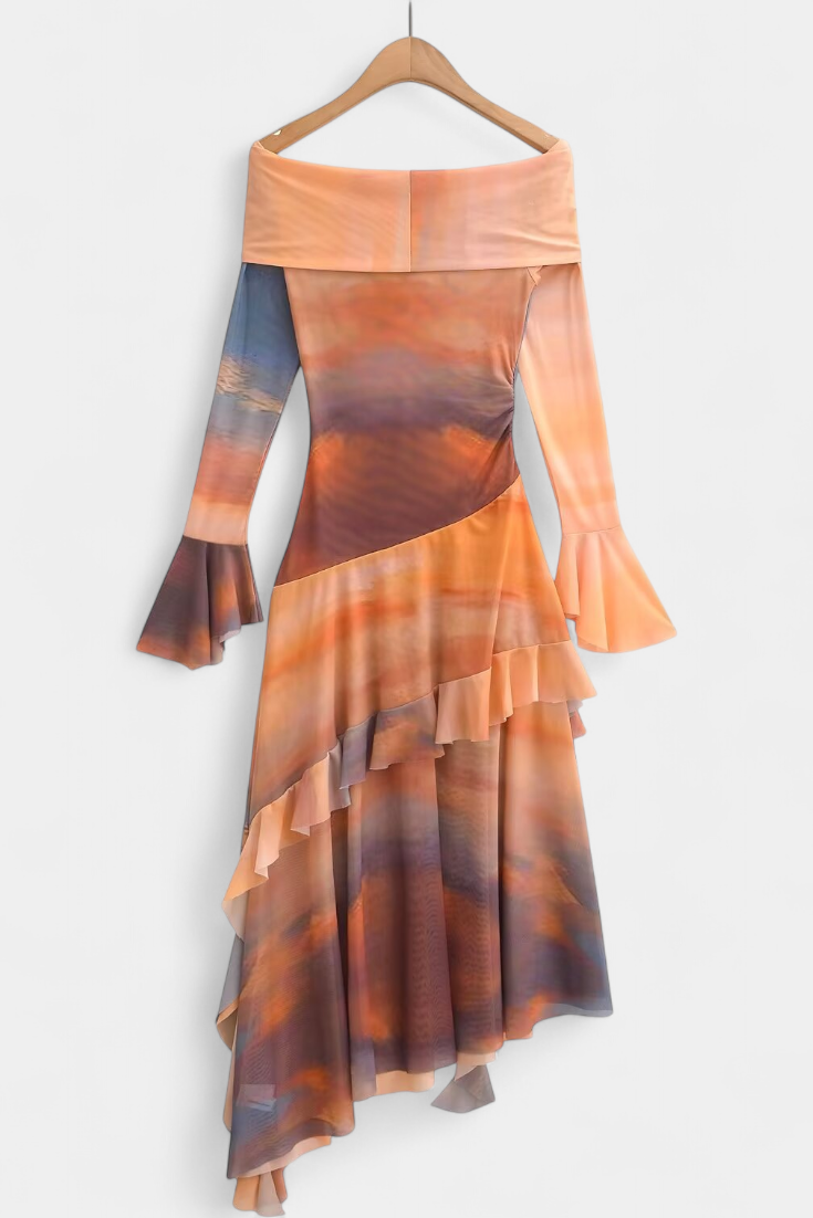 Saia Agente comprida assimétrica com estampado Tie-Dye