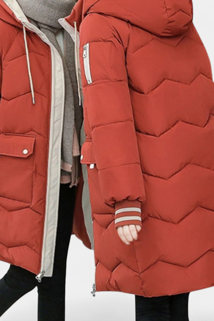 Belle Abrigo de Invierno con Cremallera y Capucha