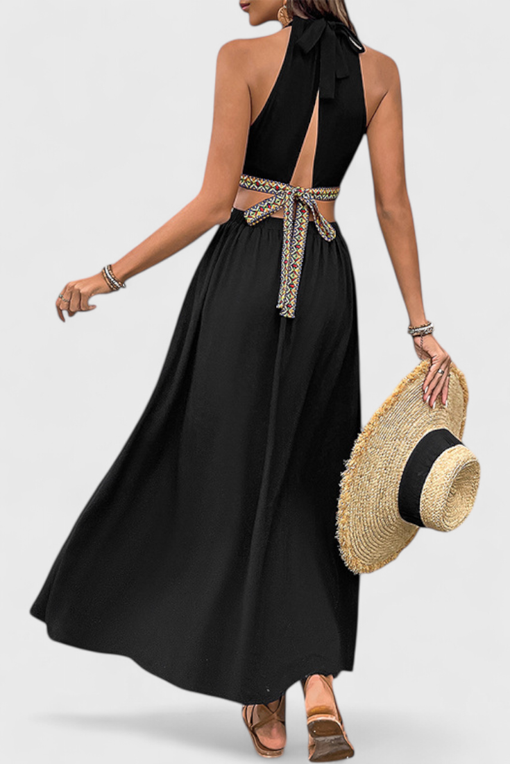 Sorina Vestido Midi Halter con Cortes