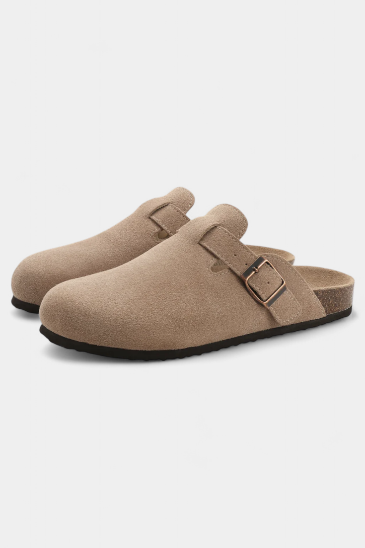 Aubree Zuecos Unisex de Gamuza con Hebilla Ajustable