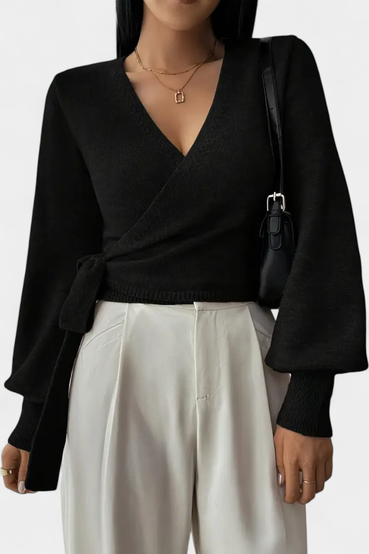 Persephone Suéter con Tirantes Cruzados y Cuello en V