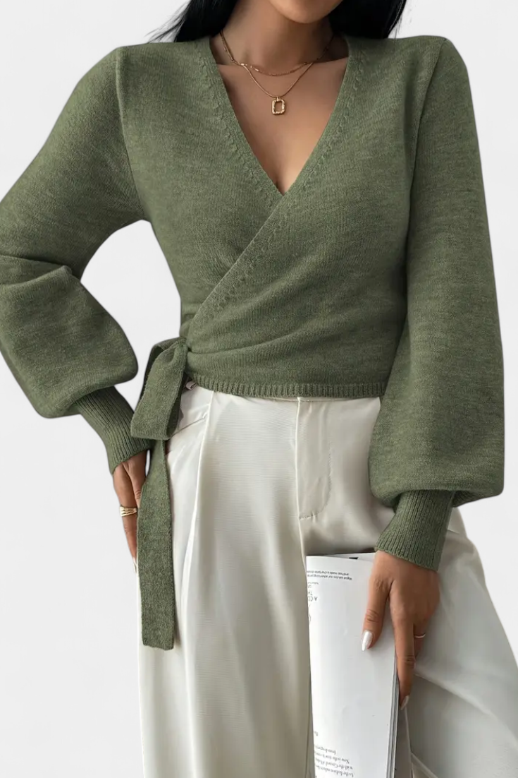 Persephone Suéter con Tirantes Cruzados y Cuello en V