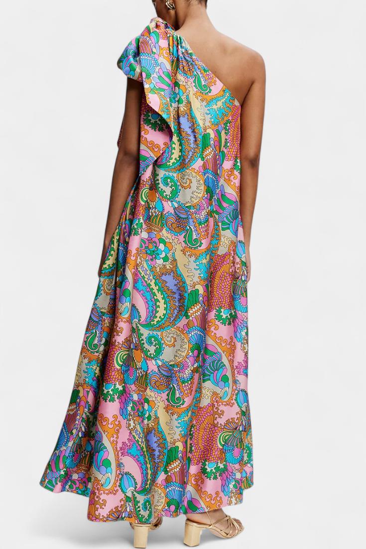 Ginette Vestido Maxi con Estampado Arcoíris