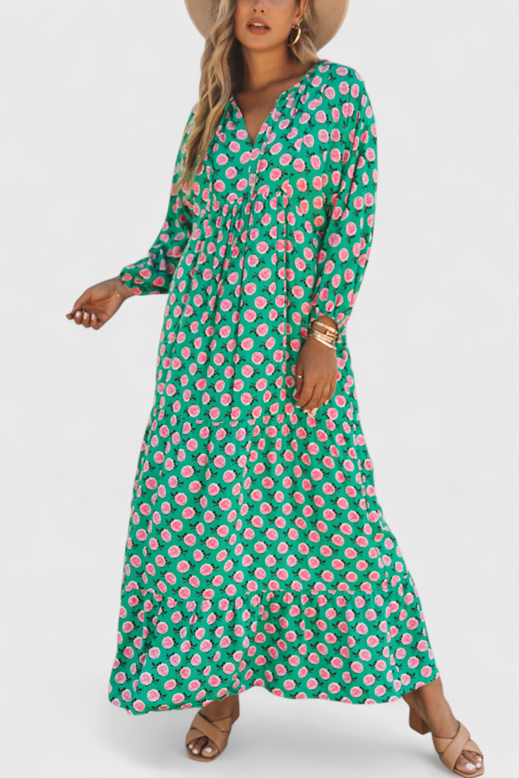 Aroa Vestido Boho con Estampado Artístico y Silueta Fluida