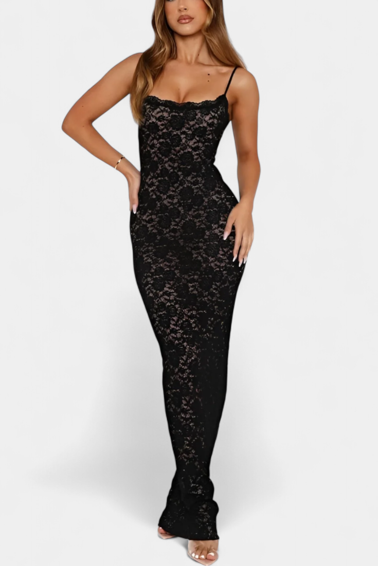 Lunara Vestido de Encaje con Espalda Descubierta