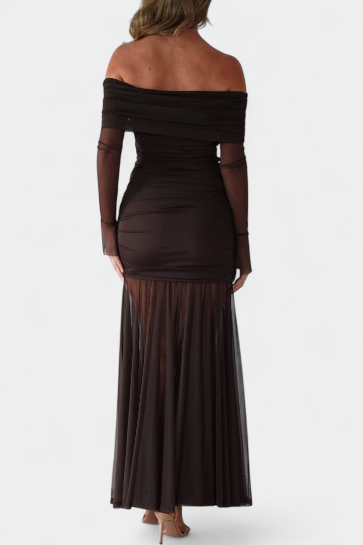 Desiree Vestido Maxi Strapless con Fruncidos Esculturales