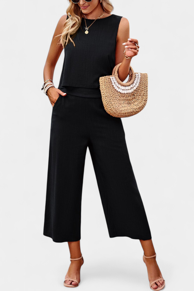 Lavinia Conjunto Boho de Top y Shorts en Lino y Algodón