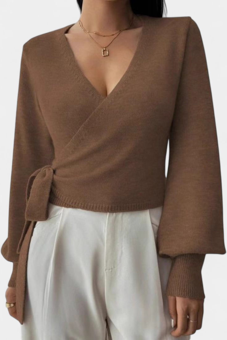 Persephone Suéter con Tirantes Cruzados y Cuello en V