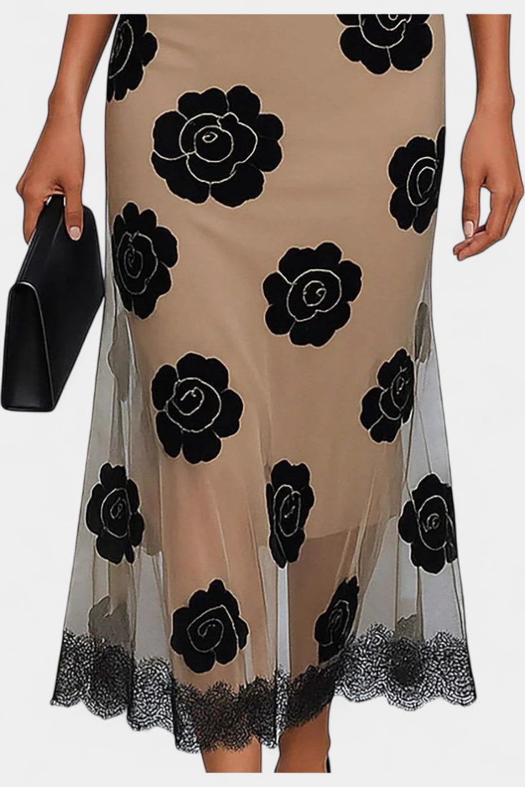 Halsey Vestido Midi Elegancia Contrastada