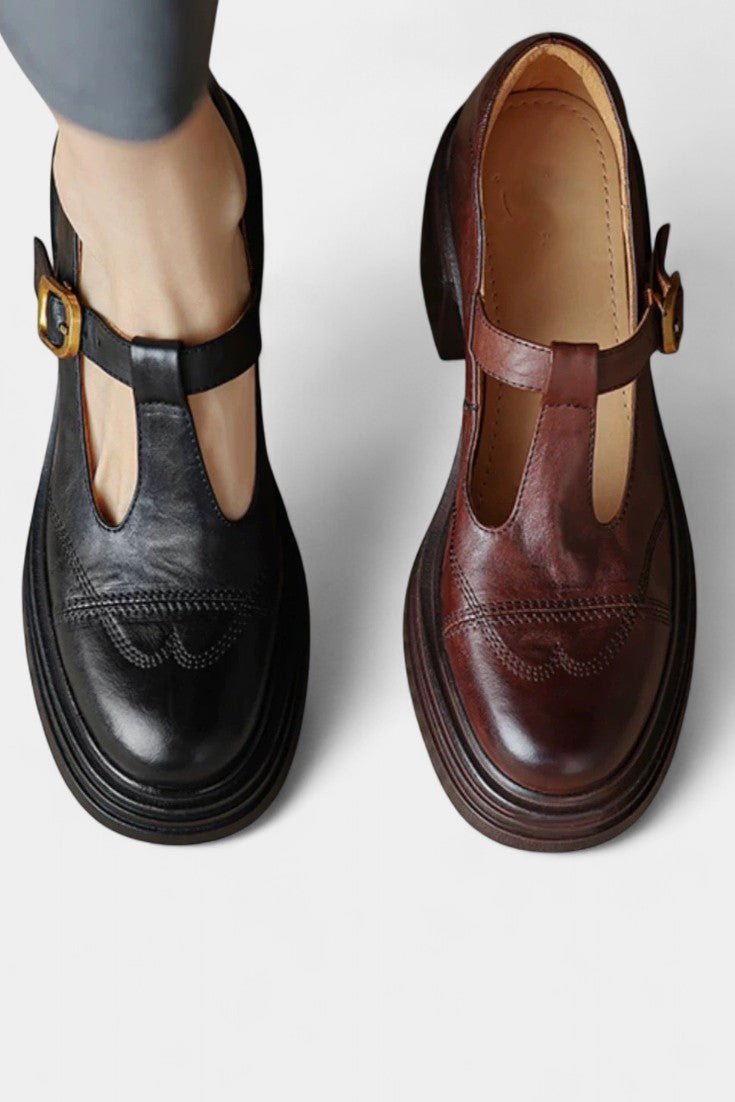 Florence Zapatos Mary Jane con Tacón de Bloque