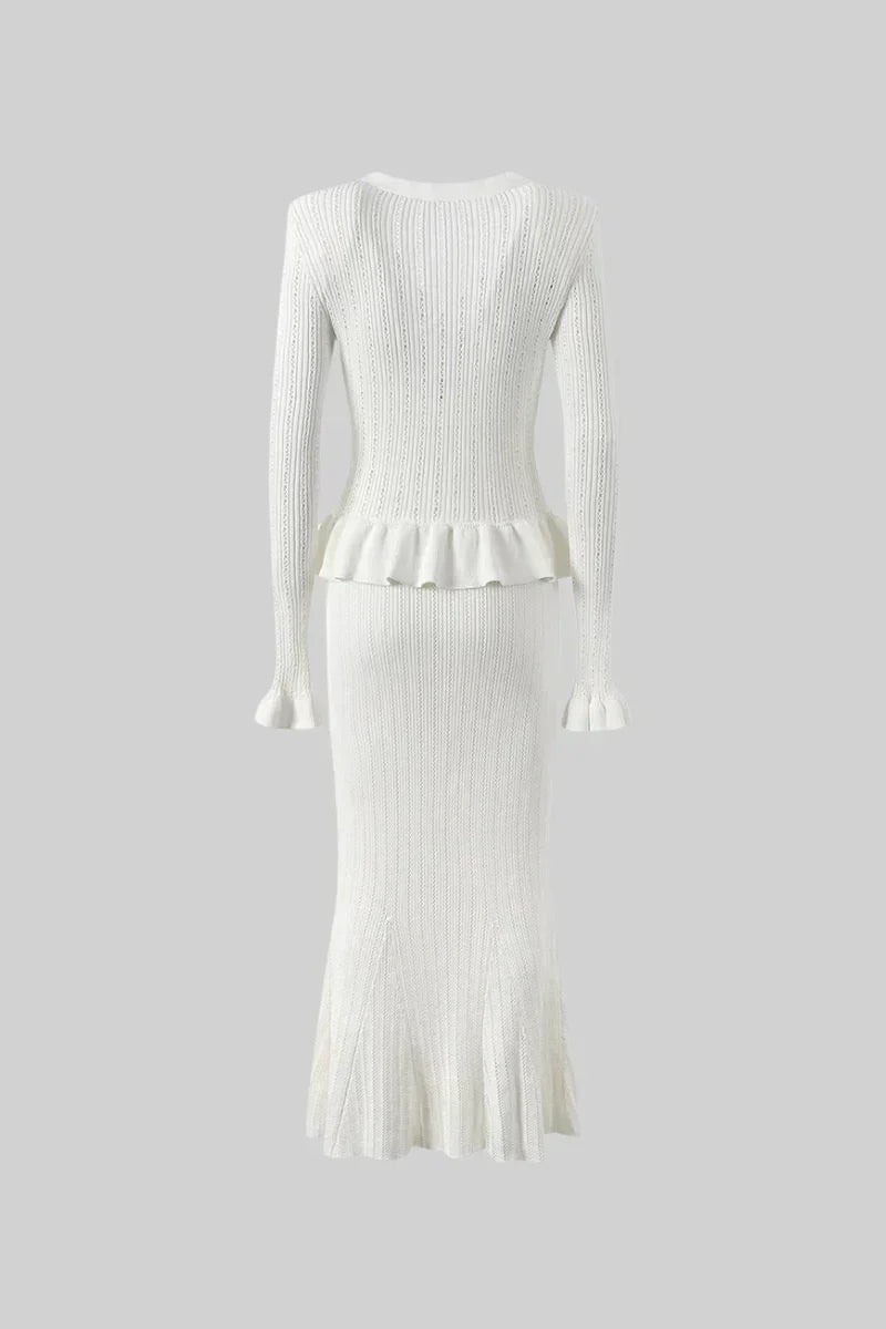Prudence Conjunto de Vestido Midi de Punto Refinado y Top con Botones